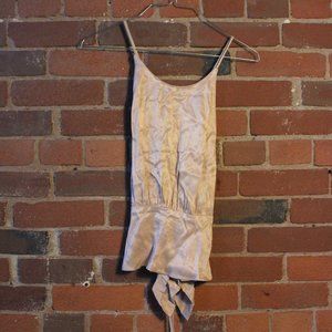 Zara blush satin open-back blouse